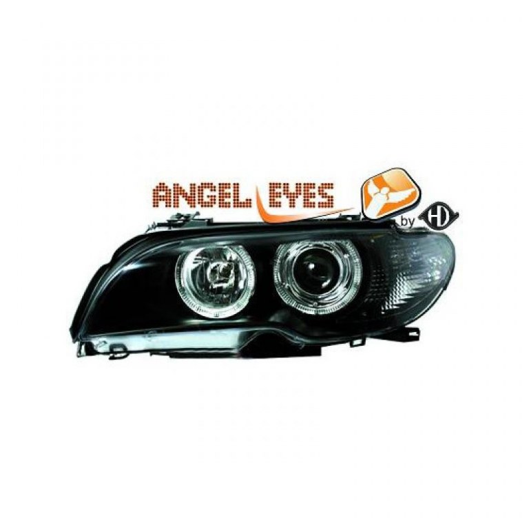 Paire-de-phare-avant-noir-Angel-Eyes-BMW-E46-coupé-cabriolet-phase