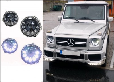 Phare avant LED Noir facelift design pour Mercedes classe G W463