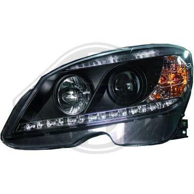 PHARES AVANTS NOIR LED POUR MERCEDES CLASSE C