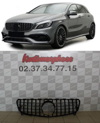 Calandre GT-R AMG full black pour Mercedes Classe A W176 2016 à 2018 facelift