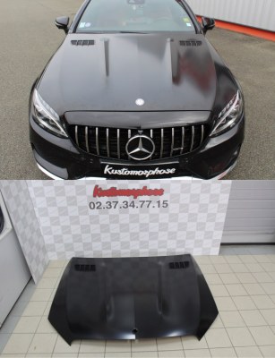 CAPOT EN ALUMINIUM MERCEDES CLASSE C W205 C205 LOOK C63 AMG 2014 a 2020