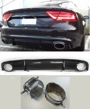 Diffuseur arrière avec embout d'échappement AUDI A7 S-LINE phase 1 look RS7 (2010-2014)