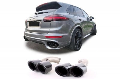 Embouts d’échappement rond Noir pour Porsche Cayenne 958.2 Facelift look GTS