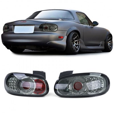 Feux arrières LED en verre transparent noir Black Chrome pour Mazda MX5 NB NBFL 98-05