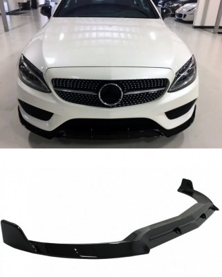 Lame de pare choc avant noir brillant pour Mercedes classe C W205 pack AMG line et C43 AMG