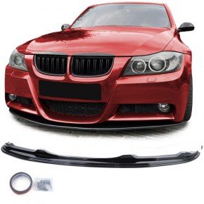 Lame de pare choc avant Noir Brillant Splitter BMW 3 E90 E91 Pack M 2005-2008 