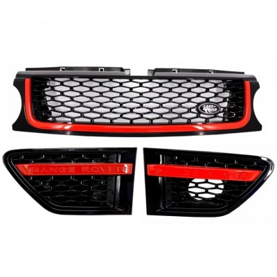 PACK CALANDRE AUTOBIOGRAPHY POUR RANGE ROVER SPORT 2010-13 Black Red Edition