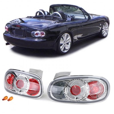 Paire de feux arrière en verre transparent chromés pour Mazda MX5 NB 98-05