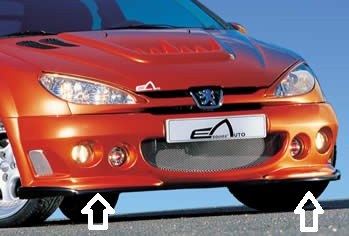 Lame à moustaches pour bouclier avant Peugeot 206 "IMPACT" 