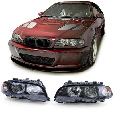 Pack phare avant noir Angel Eyes + clignotant BMW E46 coupé / cabriolet phase 1