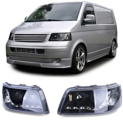 Phare avant VW transporteur T5 2003-2009 Dragon-Lights Noir