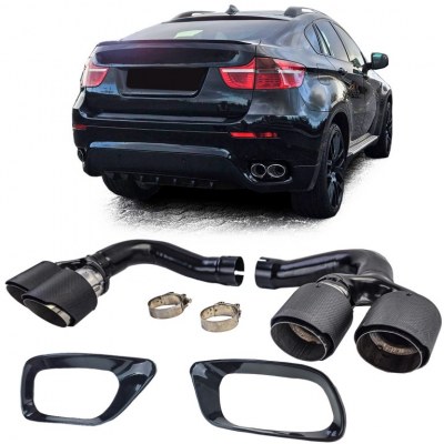 Embout d'échappement double sortie en carbone pour BMW X6 E71 